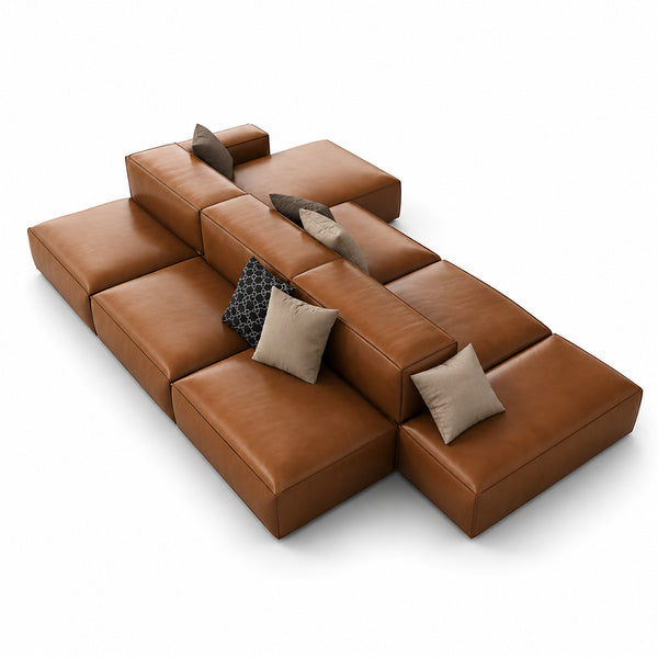 Theo Modular Sectional Sofa with Top-Grain Leather Seating
