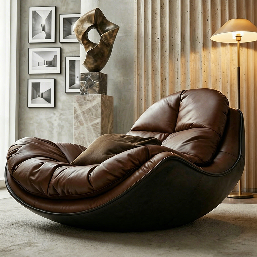 Modern Oversized Faux Leather Lounge Chair Deep Seat Lazy Sofa Accent Chair