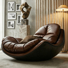Modern Oversized Faux Leather Lounge Chair Deep Seat Lazy Sofa Accent Chair