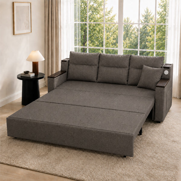 Orin 83" Pull-Out Sofa Bed with Storage & USB