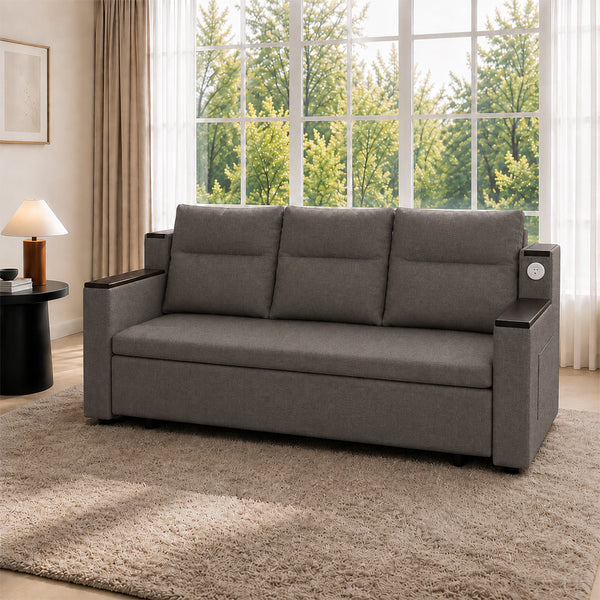Orin 83" Pull-Out Sofa Bed with Storage & USB