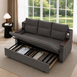 Orin 83" Pull-Out Sofa Bed with Storage & USB