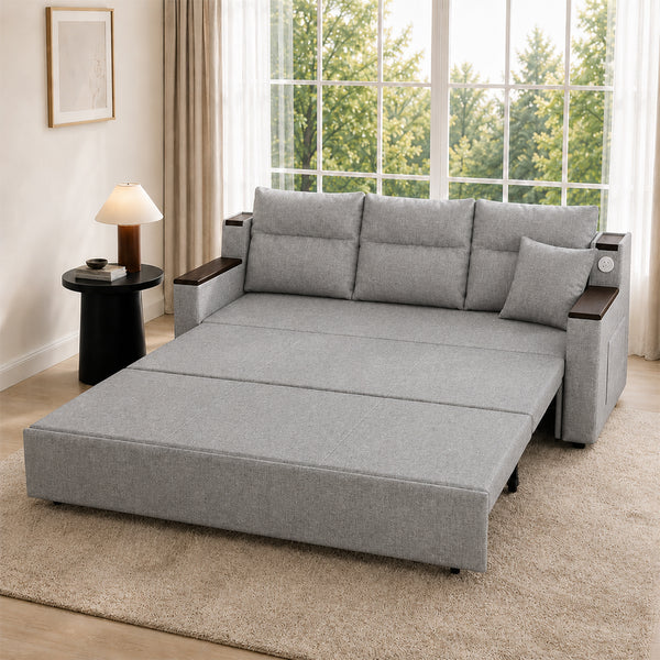 Orin 83" Pull-Out Sofa Bed with Storage & USB