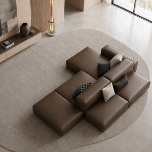 Theo Modular Sectional Sofa with Top-Grain Leather Seating