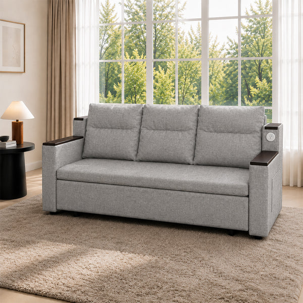 Orin 83" Pull-Out Sofa Bed with Storage & USB