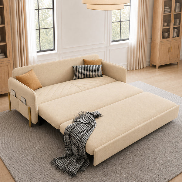 Lennox 47"/70" Velvet Pull-Out Sofa Bed with Storage