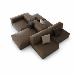 Theo Modular Sectional Sofa with Top-Grain Leather Seating