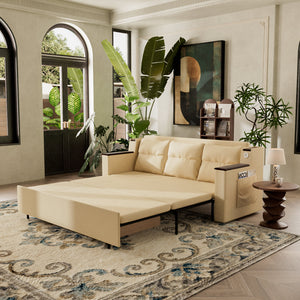 83'' 3-Seater Pull-Out Sleeper Sofa with Storage & USB Port