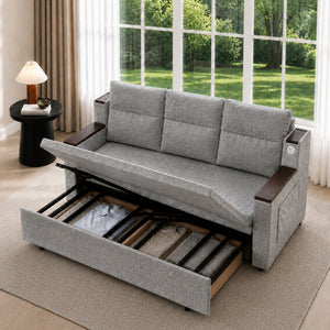 Orin 83" Pull-Out Sofa Bed with Storage & USB