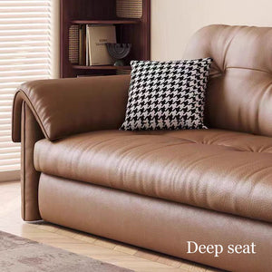 Contemporary Faux Leather Sofa Bed Sleeper Sofa with Hidden Storage & Metal Frame