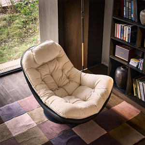 Astra Oversized Swivel Lounge Chair with Tufted Velvet Cushion