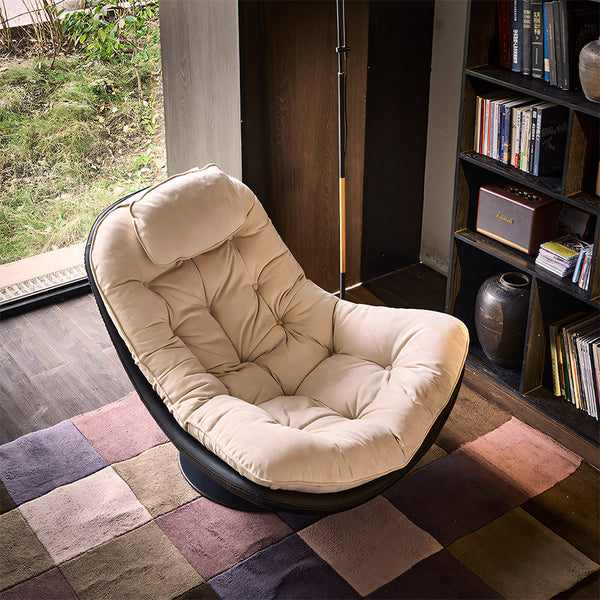Astra Oversized Swivel Lounge Chair with Tufted Velvet Cushion