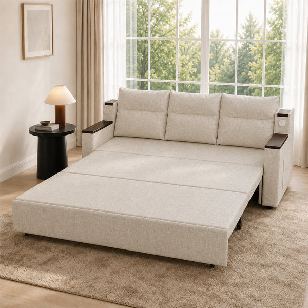 Orin 83" Pull-Out Sofa Bed with Storage & USB