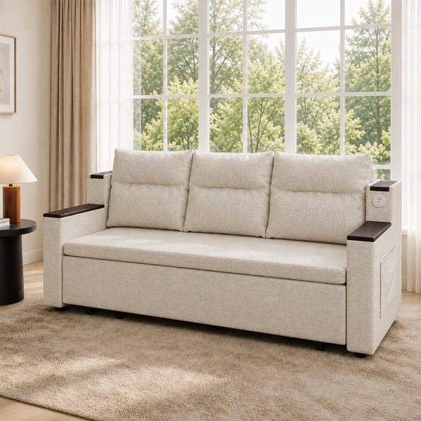 Orin 83" Pull-Out Sofa Bed with Storage & USB