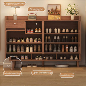47.2''/55.1'' Modern Walnut Entryway Shoe Cabinet with Drawer Stylish Storage Organizer