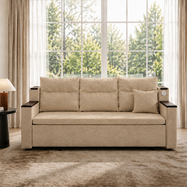 Orin 83" Pull-Out Sofa Bed with Storage & USB