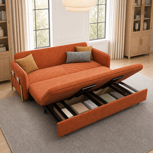 Lennox 47"/70" Velvet Pull-Out Sofa Bed with Storage