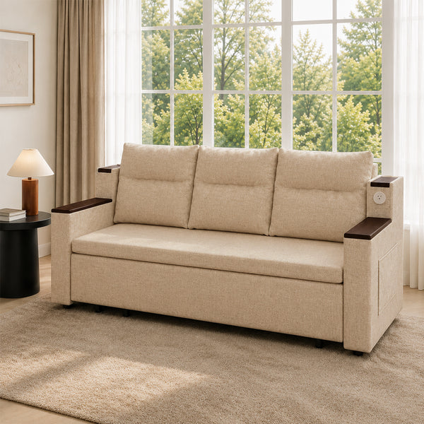 Orin 83" Pull-Out Sofa Bed with Storage & USB