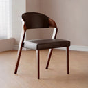 Modern Minimalist Dining Chair Set of 2 Elegant Cream Upholstery & Sculpted Wood Frame