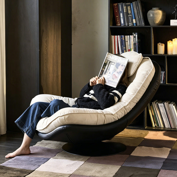 Astra Oversized Swivel Lounge Chair with Tufted Velvet Cushion