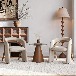 Modern Sculptural Accent Chair Upholstered Fabric with Solid Wood Frame Curved Artistic Design 1 Piece
