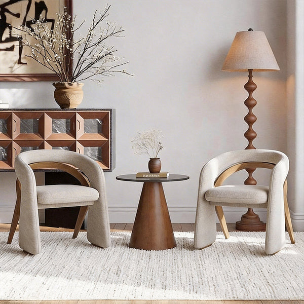 Modern Sculptural Accent Chair Upholstered Fabric with Solid Wood Frame Curved Artistic Design 1 Piece