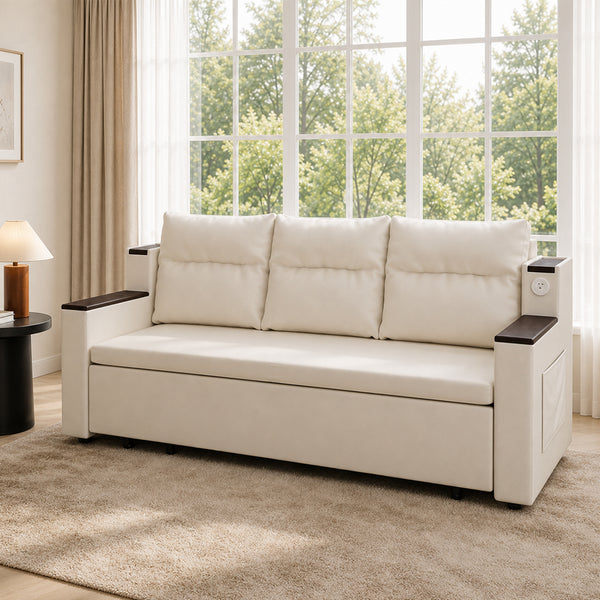 Orin 83" Pull-Out Sofa Bed with Storage & USB