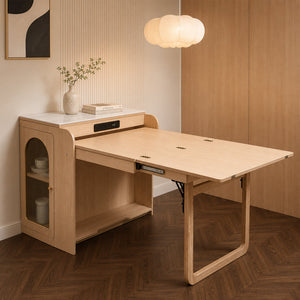 73" Freestanding Murphy Dining Table with Sintered Stone Cabinet Top