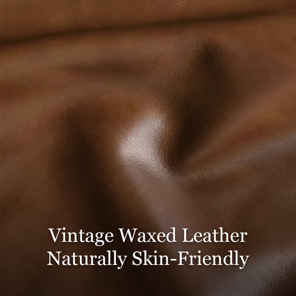Modern Oil Waxed Leather Lounge Chair Solid Wood Frame Deep Seat Vintage Accent Armchair