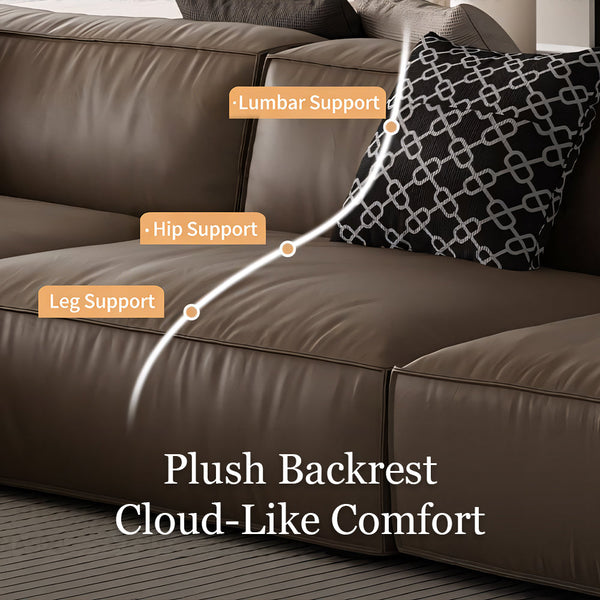 Modern Modular Top-Grain Leather Sectional Sofa