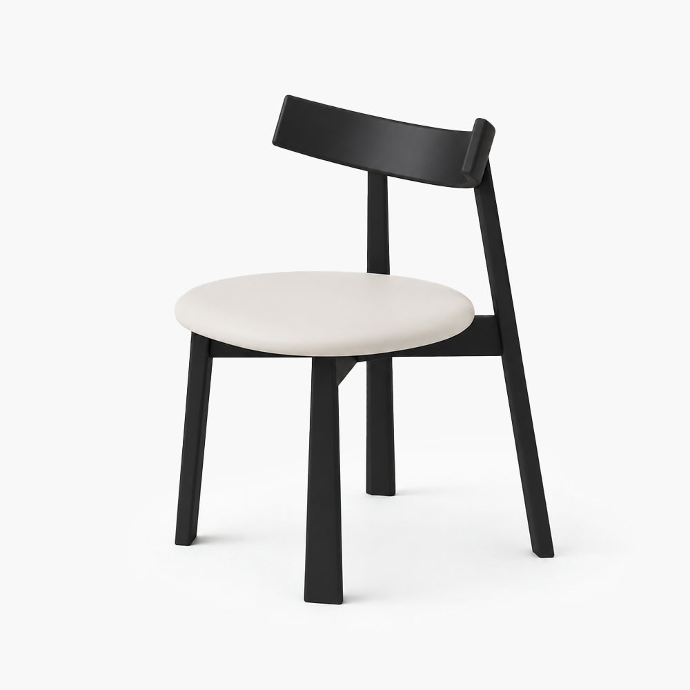 Nico Curved-Back Rubberwood Dining Chair with PU Seat