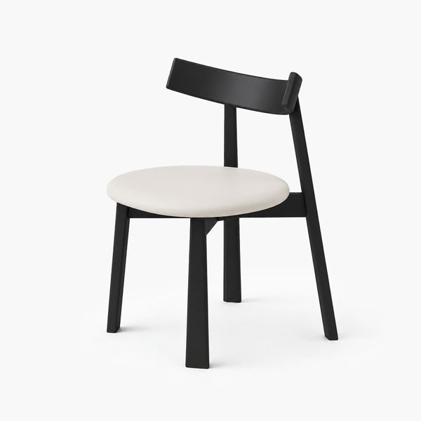 Nico Curved-Back Rubberwood Dining Chair with PU Seat