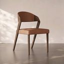 Modern Minimalist Dining Chair Set of 2 Elegant Cream Upholstery & Sculpted Wood Frame