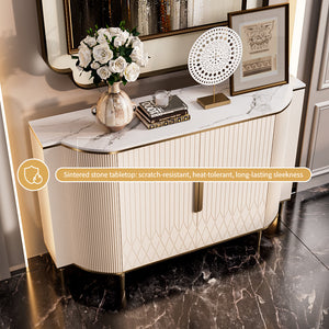 54.6" Elegant Cream White Sideboard Buffet Cabinet with Adjustable Shelves