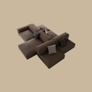 Modern Modular Top-Grain Leather Sectional Sofa