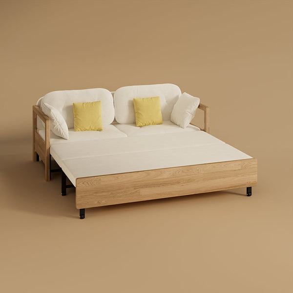 Sofa Bed with Storage Space Convertible Design Solid Wood Sponge Fabric