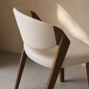 Eden Sculpted Wood & PU Leather Dining Armchairs, Set of 2