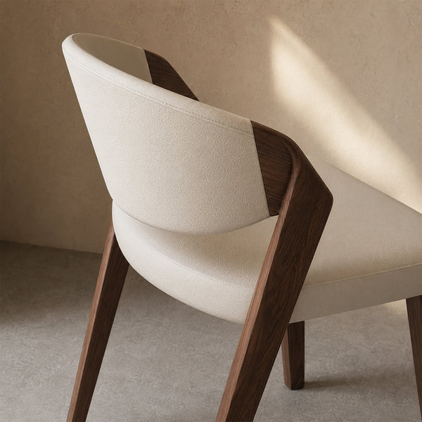 Eden Sculpted Wood & PU Leather Dining Armchairs, Set of 2