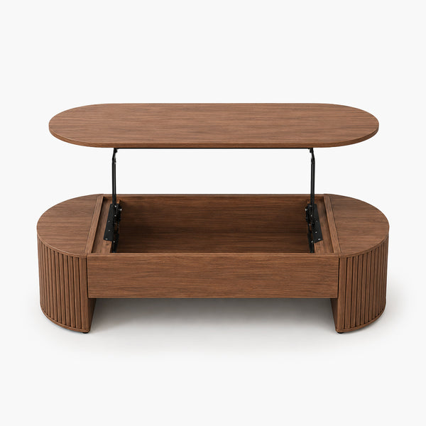 Linden 46.8" Oval Lift-Top Coffee Table with Hidden Storage