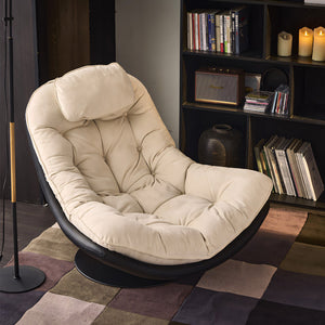 Astra Oversized Swivel Lounge Chair with Tufted Velvet Cushion