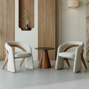 Modern Sculptural Accent Chair Upholstered Fabric with Solid Wood Frame Curved Artistic Design 1 Piece