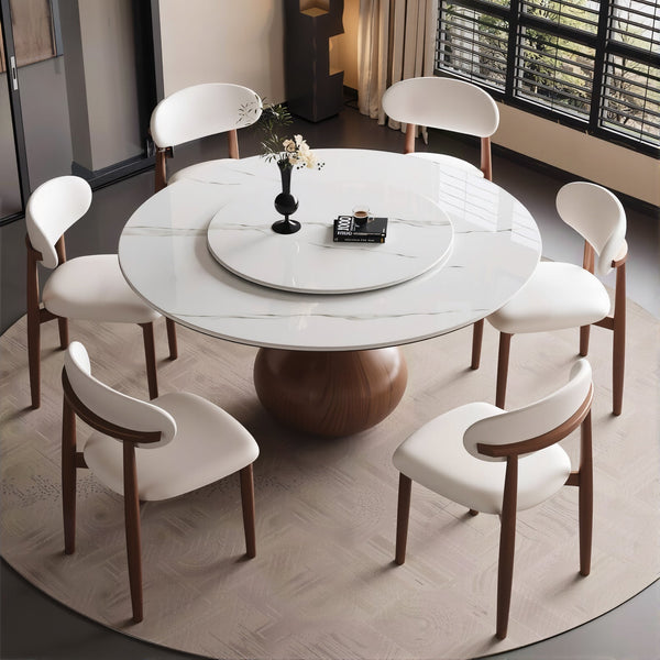 Riva 46.8" Round Sintered Stone Dining Table with Optional Lazy Susan