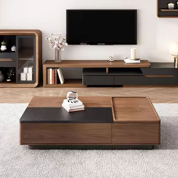 51"/54.6" Lift Top Coffee Table with Storage Walnut Finish Adjustable Height