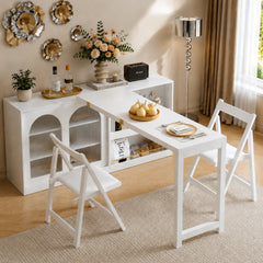 Pivot Rotating Fold-Out Dining Table Sideboard with Storage