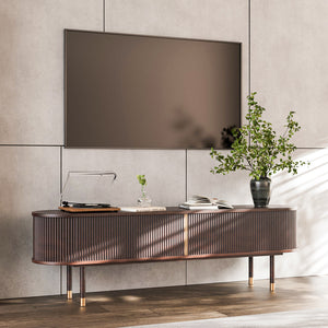 Solenne 70.8" Fluted Rubberwood TV Stand