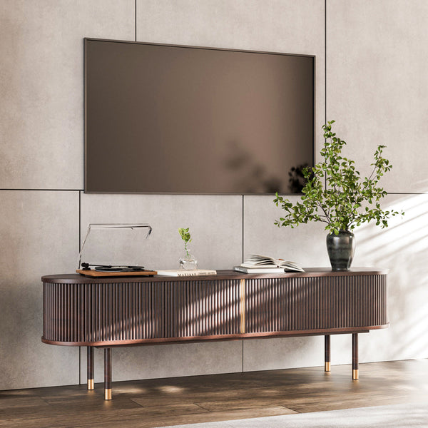 Solenne 70.8" Fluted Rubberwood TV Stand