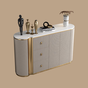 58.5'' Modern Luxe Sideboard with 3 Drawers Khaki & Gold Elegance