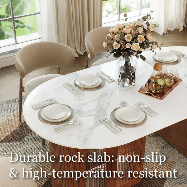 Tavian 70"/78" Oval Sintered Stone Dining Table with Storage