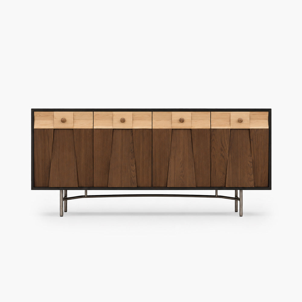 Tessera 63" Geometric Walnut Sideboard with 4 Drawers