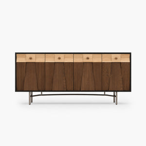 Tessera 63" Geometric Walnut Sideboard with 4 Drawers